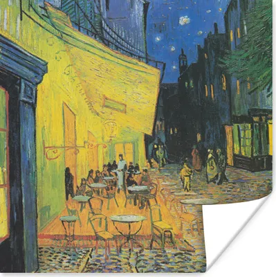 Produktbild von MuchoWow® Poster Caféterrasse bei Nacht - Vincent van Gogh 100x100 cm - Babyzimmer