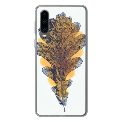 Produktbild von MuchoWow® Handyhülle Schutzhülle Hülle für Huawei P30 Aquarell - Orange - Eichenblatt Silikon Softcase Handy Hülle - Kartenbesitzer