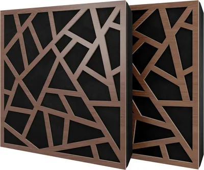 Obrázek produktu pro Balení po 2 kusech – akustický panel s sametovým potahem a montážní sadou | 50 x 50 x 5 cm | Absorpce, difúze, odraz a zvuková izolace | [SKYROSS – ořech | černá]