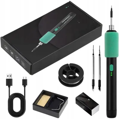 Produktbild von Akku Lötkolben Set, USB Kabelloses Lötkolben Set Einstellbare 3 Temperaturen 260℃-450℃ Wiederaufladbar mit 3 Lötspitzen für Reparatur des Schweißens