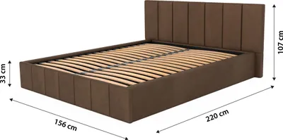 Obrázek produktu pro Muralo PREMIUM ČALOUNĚNÁ POSTEL do ložnice Čalouněná postel s podnožkou a plynovou tlakovou pružinou Postel s čalouněným čelem Manželská postel 140x200 Postel s úložným prostorem hnědá