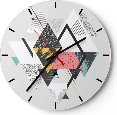 Produktbild von Wanduhr - Rund - Glasuhr - Abstraktion modern - 30x30cm - Schleichendes Uhrwerk - Lautlos - zum Aufhängen bereit - Dekoration Modern - Wanddekoration aus Glas - C3AR30x30-3793