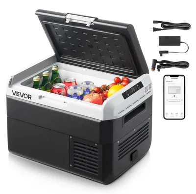 Immagine prodotto di Frigorifero portatile a compressore VEVOR da 25 L, frigorifero da auto portatile con temperatura regolabile e controllo tramite app, frigorifero da 12/24 V CC e 100–240 V CA per campeggio all'aperto, viaggi e camper