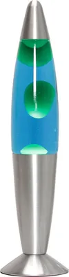 Produktbild von Lavalampe Retro "Timmy" Aluminium Glas Grün Blau Silber G9 Tischleuchte Wohnzimmer Jugendzimmer