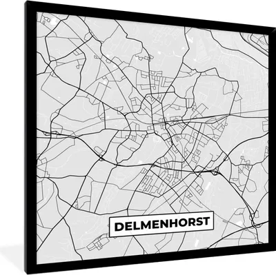 Produktbild von MuchoWow® Gerahmtes Poster Delmenhorst - Karte - Stadtplan - Deutschland 40x40 cm - Poster mit Schwarzem Bilderrahmen Wandposter Rahmen Foto Bilder - Mit Rahmen - Wanddekoration Schlafzimmer