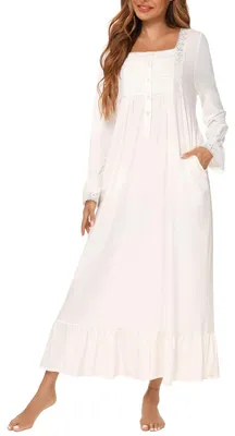 Imagen del producto de Camisón de mujer Rubehoow, estilo victoriano, manga larga, pijama vintage
