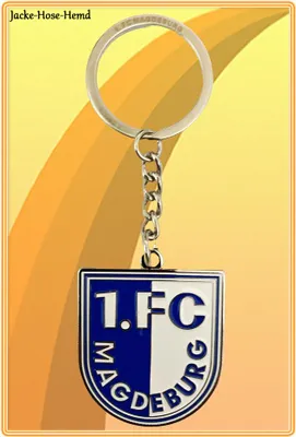 Produktbild von 1.FC Magdeburg Schlüsselanhänger Logo Wappen Blau Weiß Anhänger Gr: 9,5x4cm