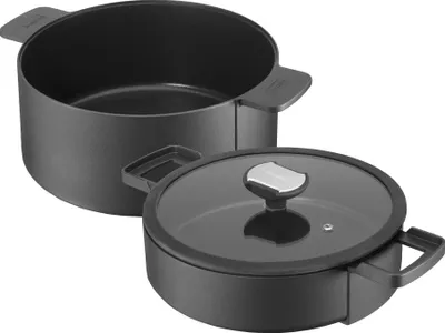 Obrázok produktu pre Panvica na pečenie (panvica + kastról) 24 cm, hliníková, čierna - b.double Round