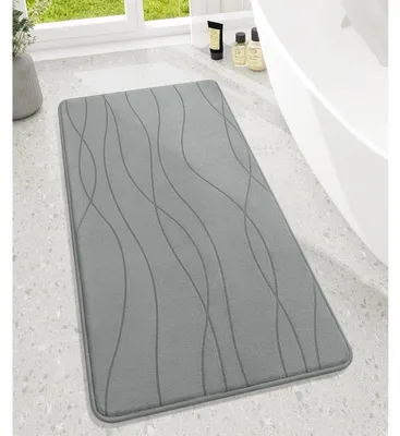 Obrázek produktu pro Koupelnová rohož s paměťovou pěnou, protiskluzová, omyvatelná, měkká, savá, šedá, 60x120 cm