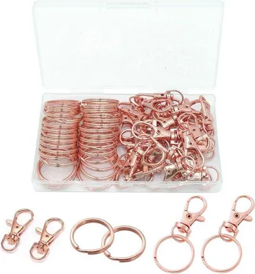 Obrázek produktu pro Otočné zapínání – karabiny na klíče – výroba šperků – 360° otočné – 60 kusů – růžové zlato
