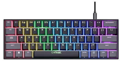 Produktbild von Trust GXT 867 Acira, Kabelgebunden, USB, Mechanischer Switch, QWERTZ, RGB-LED, Schwarz, Grau