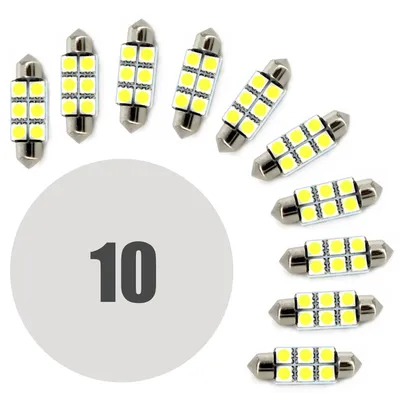 Zdjęcie produktu dla 10x żarówka LED do samochodu Sofit 39 mm – 108 lumenów 6000 K – 6x SMD 1,5 W 12 V – długa żywotność 50 000 h – jasne białe światło 10 sztuk [50981-10]