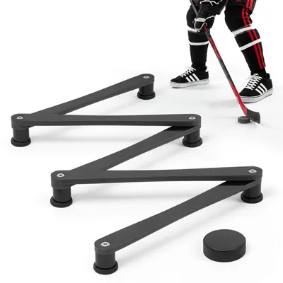 Image de VEVOR : Appareil d'entraînement au hockey à 5 segments, entraîneur de frappe réglable, aide portable pour l'entraînement aux passes sur glace et sur surface sèche, pour améliorer le contrôle du palet, la réactivité et la coordination