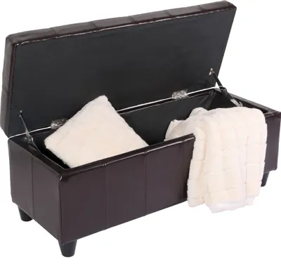 Produktbild von Aufbewahrungs-Truhe Sitzbank Kriens, Leder + Kunstleder, 112x45x45cm MVG-  braun