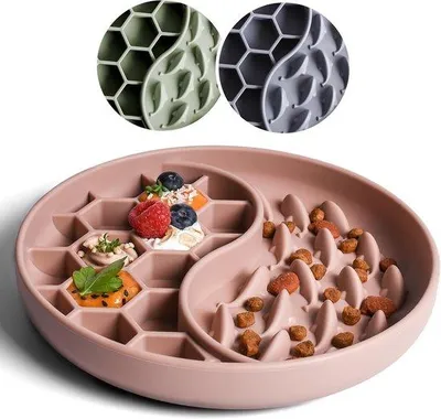 Produktbild von Langsamespeiser für Hunde und Katzen, slowfeeder, Hund mit großem Saugnapf, Katzenspeiser für Nass- und Trockennahrung (Lila)