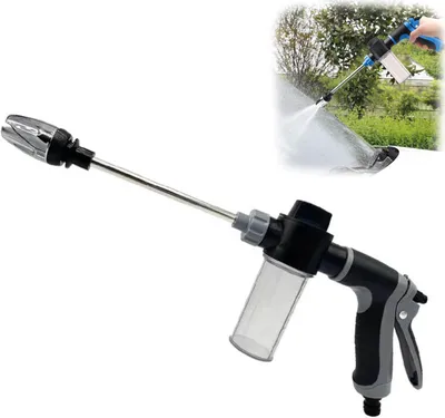 Produktbild von Hochdruck Wasserpistole, 360° Düse, 3 Modi, Metallanschlüsse, ergonomisch – für Auto, Terrasse, Garten, Haustier, Standard-Schlauch