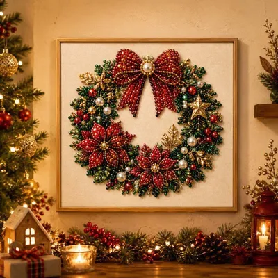 Produktbild von 3D Weihnachts Diamond Painting Set – DIY Perlenbild mit Glitzersteinen