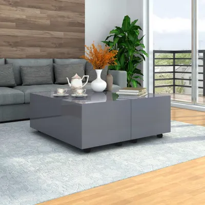 Produktbild von The Living Store Couchtisch Hochglanz-Grau 100x100x35 cm