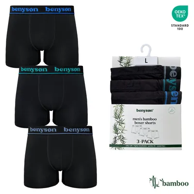 Image de BENYSON Boxers homme en Viscose de bambou (à partir de pâte de bambou), lot de 3, noir à ceinture colorée, taille XL
