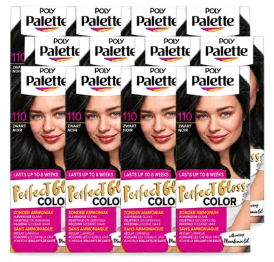 Image de 12 x Coloration pour cheveux Poly Palette Perfect Gloss - Noir brillant 110 - 115 ml - Pack économique - 12 pièces