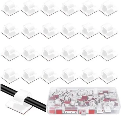 Produktbild von Selbstklebende Kabelhalter - Drahtorganisator - 110 Stück - Weiß