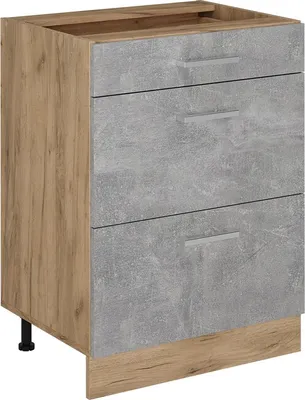 Produktbild von Küchenunterschrank Vicco R-Line Beton 60 cm mit Schubladen, ohne Arbeitsplatte, Model 53918