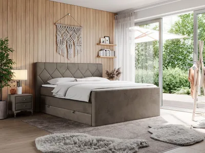 Produktbild von Boxspringbett mit Doppelmatratzen, zwei Bettkästen, Topper, fur Schlafzimmer - KING EIGAR - 140x200cm - Braun - H3