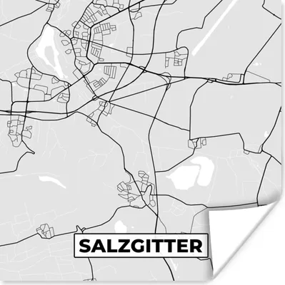 Produktbild von MuchoWow® Poster Deutschland - Karte - Stadtplan - Salzgitter 100x100 cm - Babyzimmer