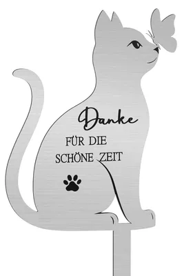 Gedenkstein für Hunde, wetterfeste Metalltafel, 30x15 cm, Süße Katze