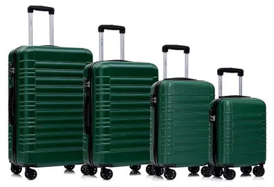 Produktbild von Reisekoffer mit TSA-Schloss, Hartschalen-Trolley, Kabinenkoffer mit 4 Rollen (Dunkelgrün, Set in S-M-L-XL)