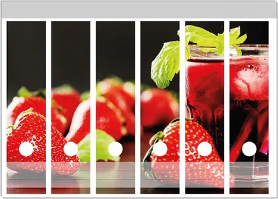 Produktbild von Wallario Ordnerrücken Sticker, selbstklebend für breite Ordner, 6 Stück, Motiv Erdbeer-Mojito - Frische Erdbeeren