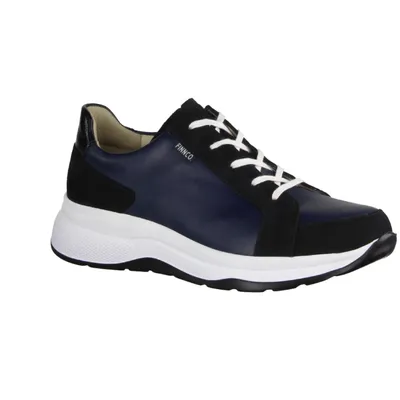 Produktbild von Finn Comfort Lafayette Damen Halbschuhe, Leder, Schwarz/Blau, Bequemschuhe - Damenschuhe Bequeme Schnürschuhe, Blau, leder (nubuk/nube/knautschlack)