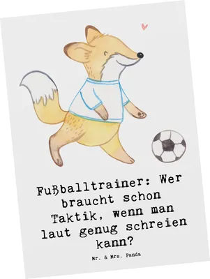Produktbild von Mr. & Mrs. Panda einzelkarte Fußballtrainer Motivation - Weiß - Geschenk, Grußkarte, bildkarte, Kunstkarten, Berufe, Trainer, Postkarte, Berufsprodukte, Beruf, Spruch