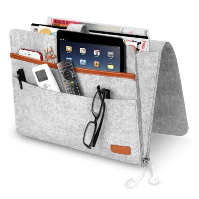 Produktbild von Betttasche, Filz Betttasche Anti-Rutsch Nachttisch Tasche Sofa-Bett Hängeaufbewahrung für Buch, Zeitschriften, iPad, Handy, Fernbedienung