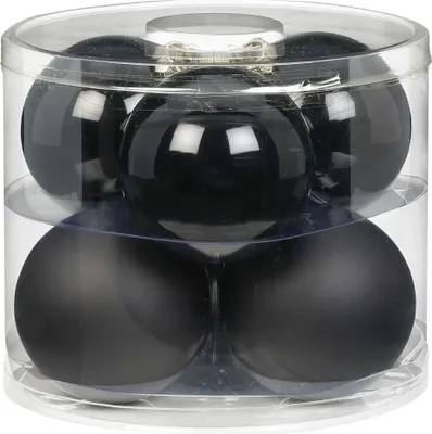 Produktbild von Weihnachtskugeln Glas 10cm, 6 Stück, Farbe:schwarz opal / matt