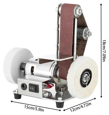 Image de Mini ponceuse à bande - Ponceuse à bande sur table - Réglage de la vitesse à 7 niveaux - 4000-9000 tr/min - Moteur 100 % cuivre 775 - Alimentation secteur 110-240 V - Argent