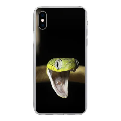 Produktbild von MuchoWow® Handyhülle Schutzhülle Hülle für iPhone Xs Schlange - Tier - Schwarz Silikon Softcase Handy Hülle - Handytasche