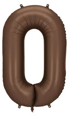 Obrázok produktu pre Fóliový balón Číslo "0" - 86 cm, mocca, hnedý, satén