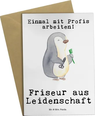 Produktbild von Mr. & Mrs. Panda neujahrskarte Friseur Leidenschaft - Weiß - Geschenk, glückwunschkarten, Barbier, einladungskarten, Grußkarten, hochzeitskarten, Friseursalon, Frisör