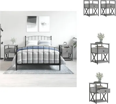 Image de vidaXL Tables de nuit 2 pcs. Gris Sonoma 40x42x55 cm Bois composite - Tables de chevet