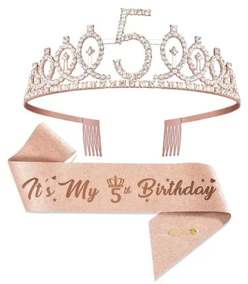 5. Geburtstag Mädchen: Krone & Schärpe Set, Dekoration
