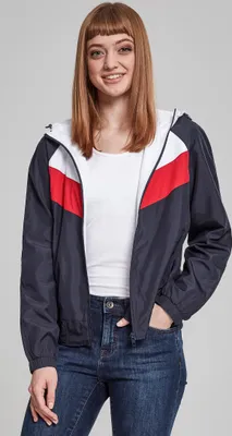 Obrázok produktu pre Urban Classics Dámska ľahká bunda Dámska trojfarebná vetrovka Navy/White/Fire Red-M