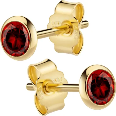 Produktbild von V Ohrstecker 585/- Gold 0,4cm gelb Granat rot 064320017-92