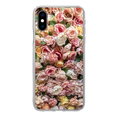 Produktbild von MuchoWow® Handyhülle Schutzhülle Hülle für iPhone X Rosen - Farben - Wand Silikon Softcase Handy Hülle - Handyhülle