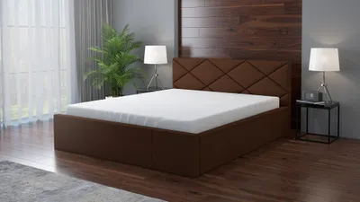 Produktbild von Polsterbett VIGI 180 x 200 mit Matratze und Bettkasten. Farbe: Braun
