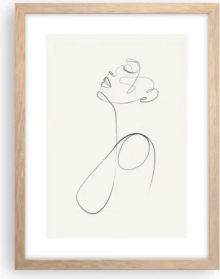 Produktbild von Gerahmtes Poster - Rahmen in heller Eiche - Linie Linie Frau - 30x40 cm - Wand Bild - Wanddeko - Wandbilder - Kunstposter - Wandposter - Bilderrahmen - Bilder - Kunstdruck - P2NPA30x40-5112