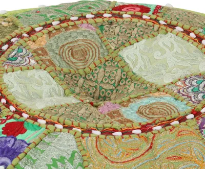 Produktbild von vidaXL Patchwork Sitzpouf Rund Baumwolle Handgefertigt 40x20 cm Grün