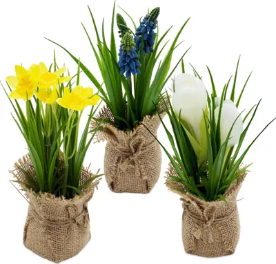 Immagine prodotto di 3.08 Piante piccole in set da 3 HARMONY - ognuna di circa 19 cm - pianta artificiale con fiori e boccioli (3 pezzi)