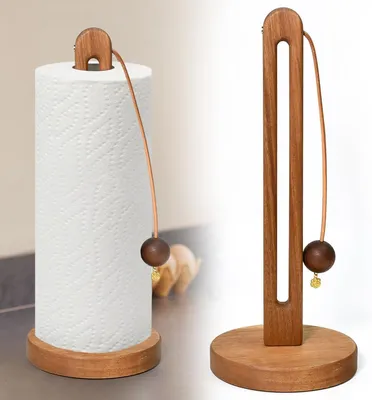 Produktbild von Küchenrollenhalter Halt für Küchenrolle, FuxFuis Küchenrollenhalter Holz Stehender Küchenpapierhalter, Küchenrollenständer 31*13 cm, Küchenrollenhalte