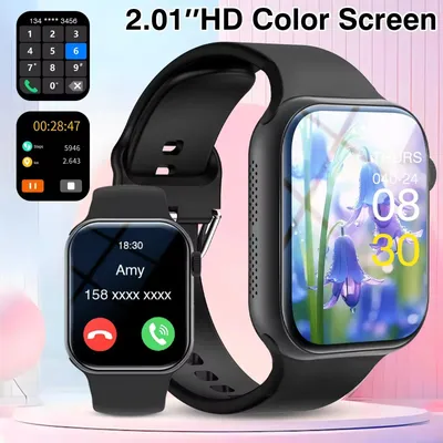 Produktbild von Smartwatch mit Bluetooth-Anruffunktion, HD-Display, Drehkrone, Herzfrequenz- und Schlafmessung – Schwarz